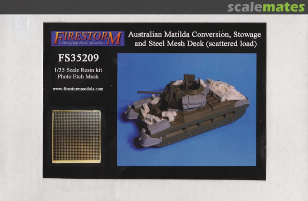 Boxart Australian Matilda Conversion, Stowage and steel mesh deck (scattered load) FS35209 Firestorm Models