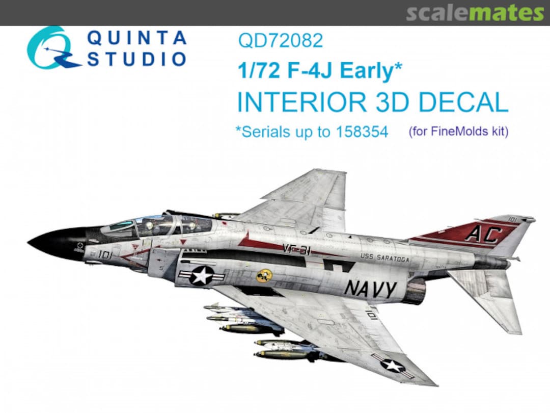 Boxart F-4J - Early (Serials up to 158354) interior 3D decals QD72082 Quinta Studio