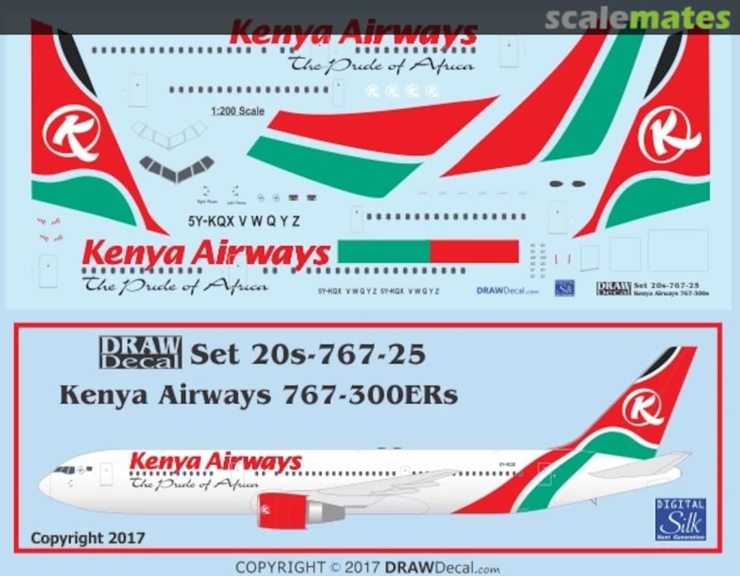 Boxart Kenya Airways 767-300ERs 20-767-25 Draw Decal