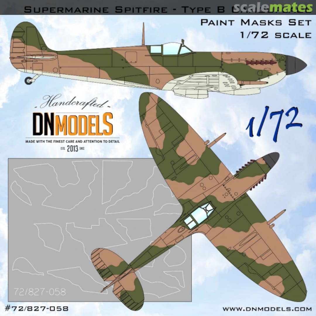 Boxart Supermarine Spitfire Type B Camouflage Paint Masks Set 72/827-058 DN Models