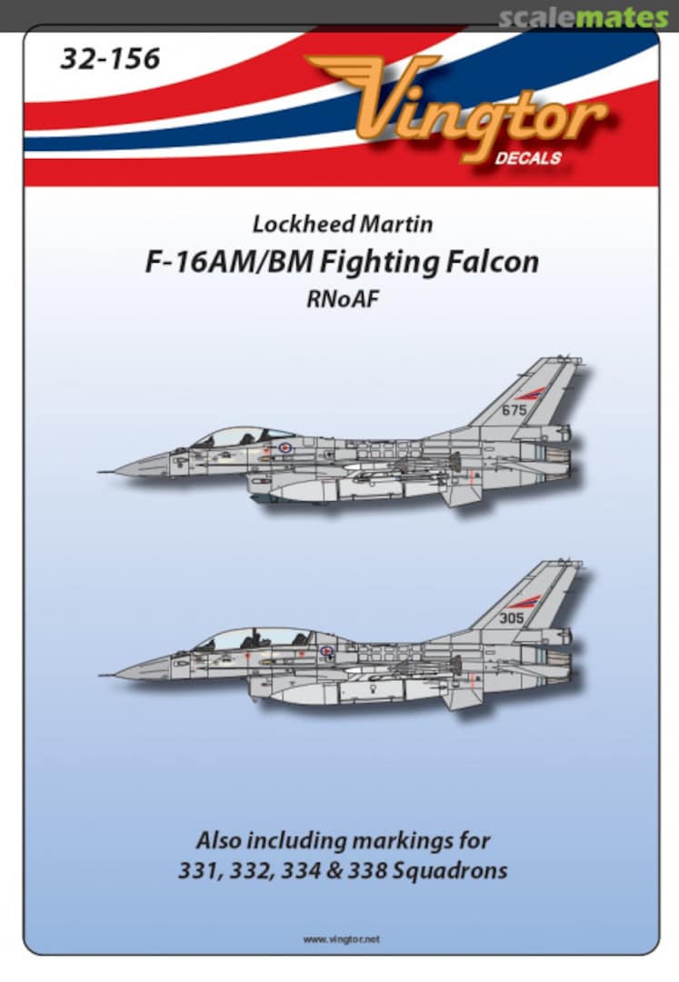 Boxart Lockheed Martin F-16AM/BM Fighting Falcon, RNoAF 32-156 Vingtor Decals