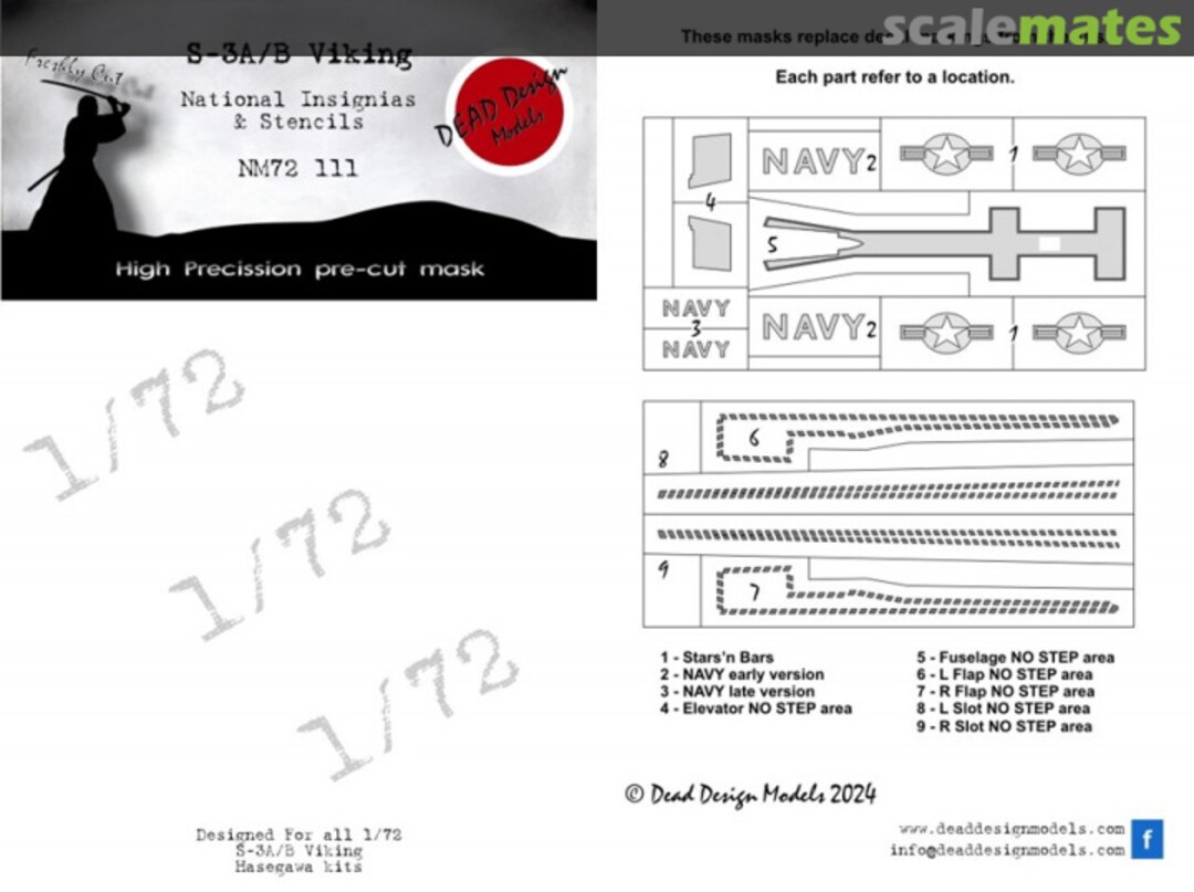 Boxart S-3A/B Viking National Insignias And Stencils NM72111 DEAD Design Models