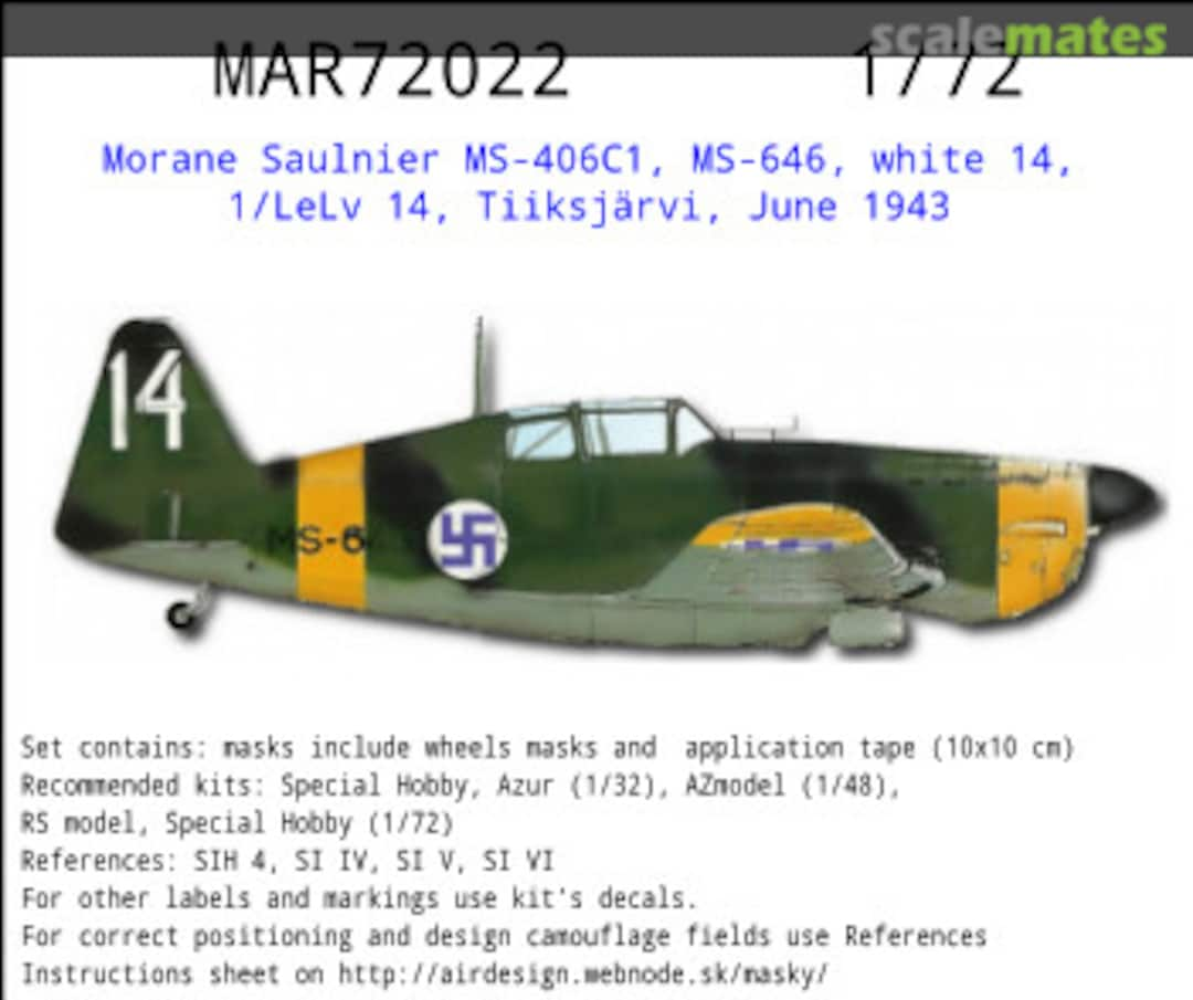 Boxart Morane Saulnier MS-406C1, MS-646, white 14 MAR72022 AIRDESIGN.SK