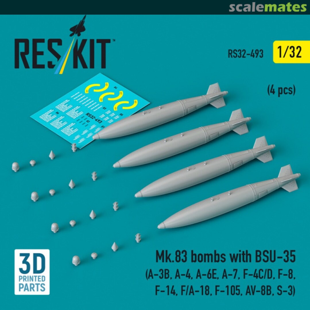 Boxart Mk.83 bombs with BSU-35 (4 pcs) (3D printed) RS32-0493 ResKit