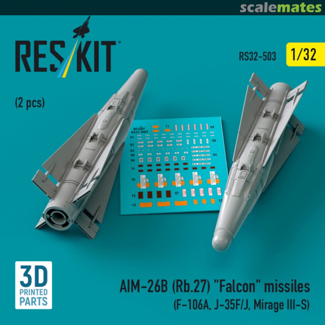 Boxart AIM-26B (Rb.27) "Falcon" missiles (2 pcs) RS32-0503 ResKit