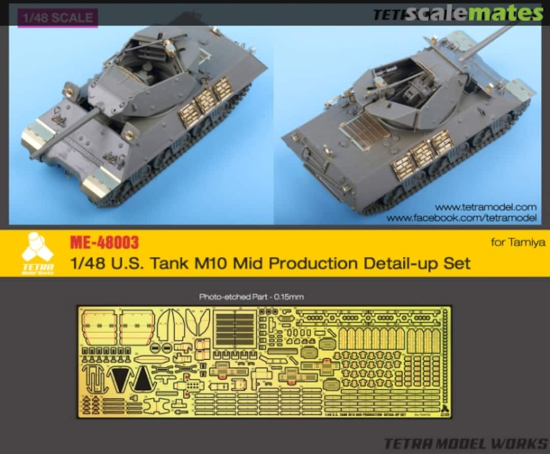 Boxart US Tank M10 Mid Production detail-up set ME-48003 Tetra Model Works