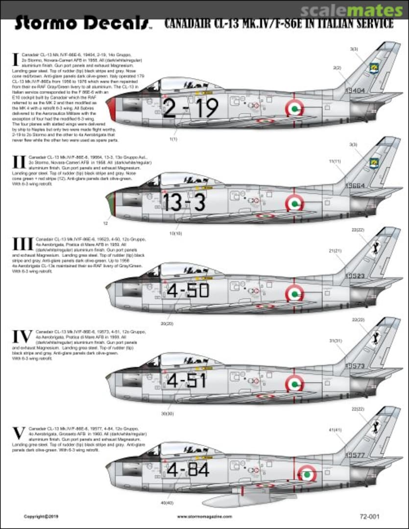 Boxart CANADAIR CL-13 Mk.IV/F-86E in Italian Service 72-001 Stormo!