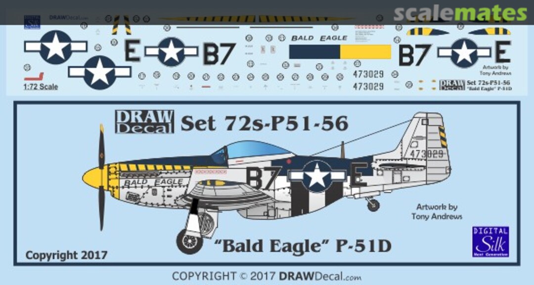 Boxart P-51D “Bald Eagle” 72-P51-56 Draw Decal