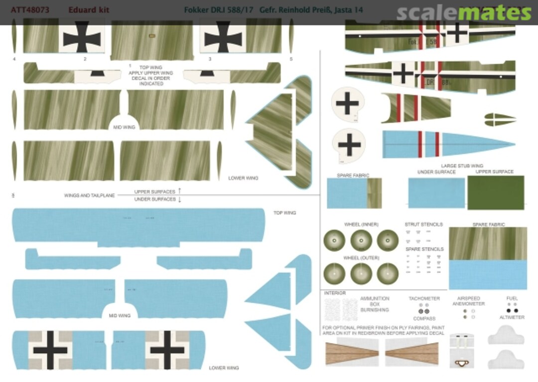 Boxart Fokker Dr.I Triplane 588/17 Gefreiter Reinhold Preis, Jasta 14 ATT48073 Aviattic