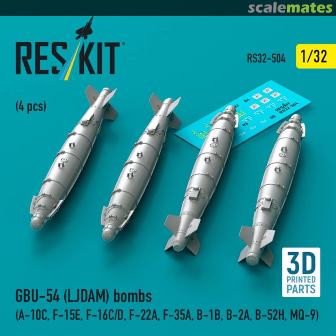 Boxart GBU-54 (LJDAM) bombs (4 pcs) (3D Printed) RS32-0504 ResKit