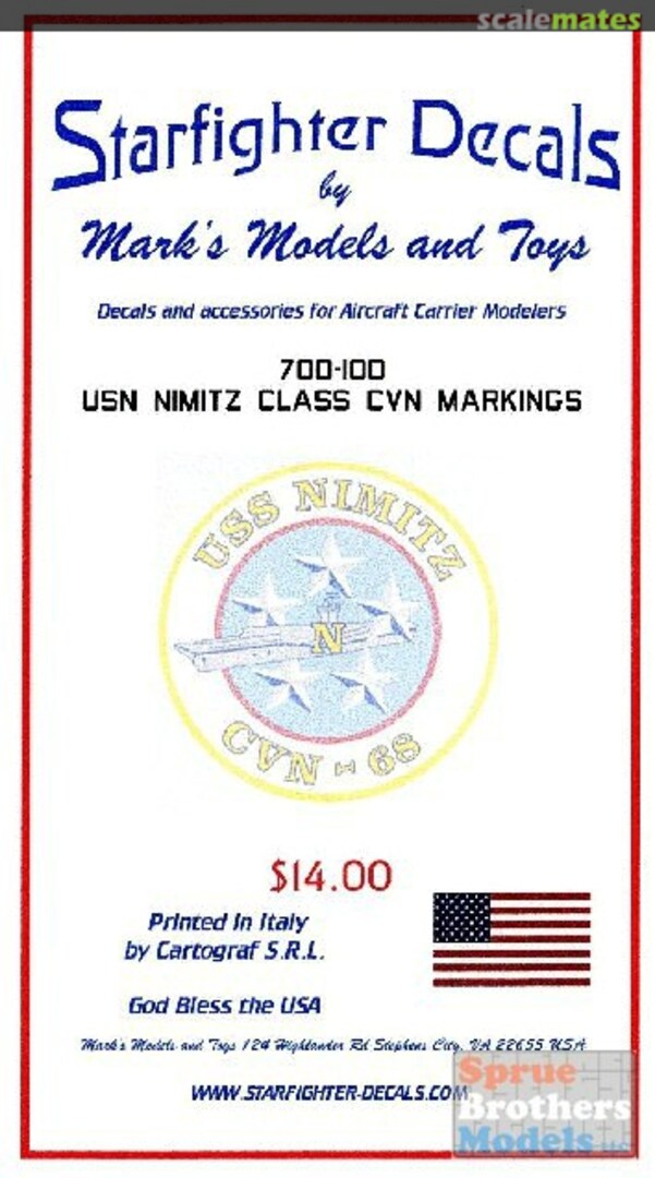 Boxart USN Nimitz Class CVN Markings 700-100 Starfighter Decals