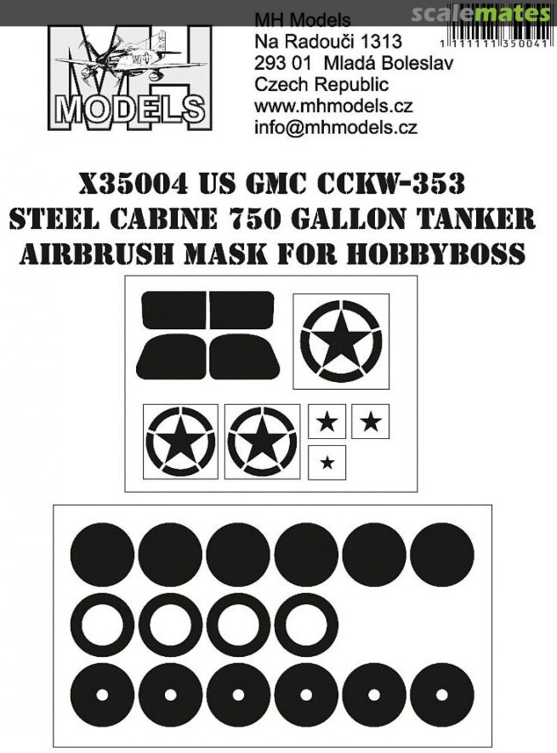 Boxart US GMC CCKW-352 Steel Cabine 750 Gallon Tanker Airbrush Mask X35004 MH Models