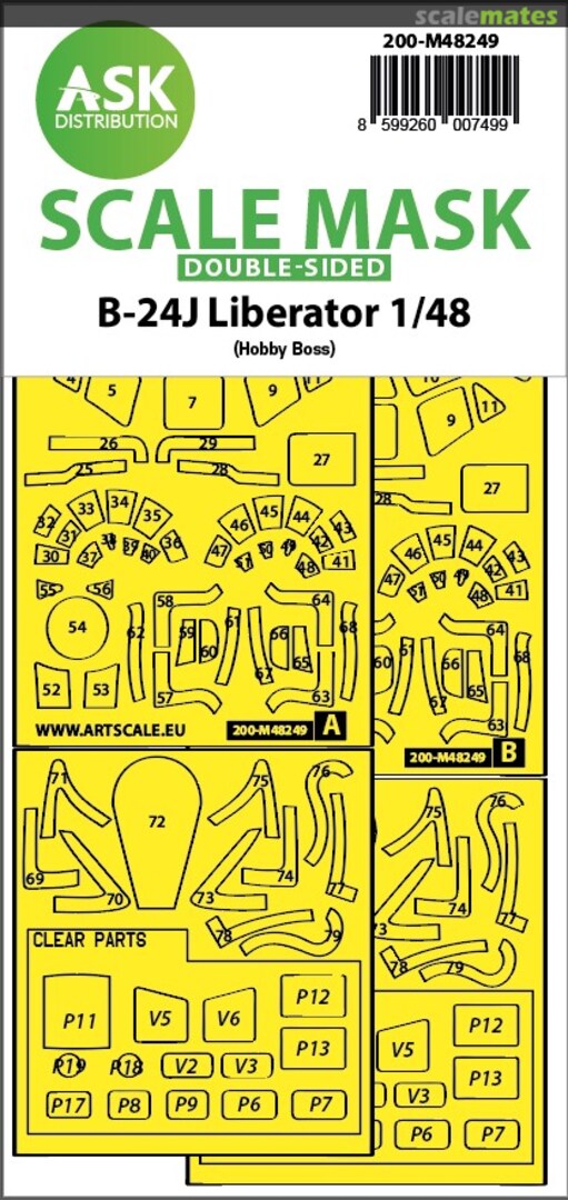 Boxart B-24J Liberator double-sided express fit mask for Hobby Boss 200-M48249 ASK