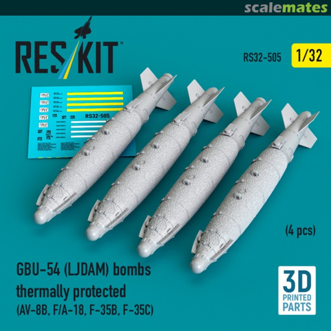 Boxart GBU-54 (LJDAM) bombs thermally protected (4 pcs)  (3D Printed) RS32-0505 ResKit