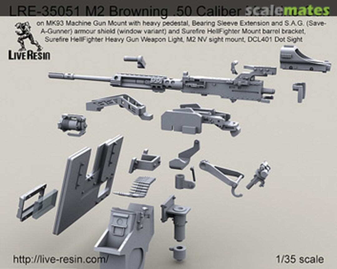 Boxart M2 Browning .50 Cal. MG on MK93 Machine Gun Mount w/ heavy pedastal LRE-35051 Live Resin