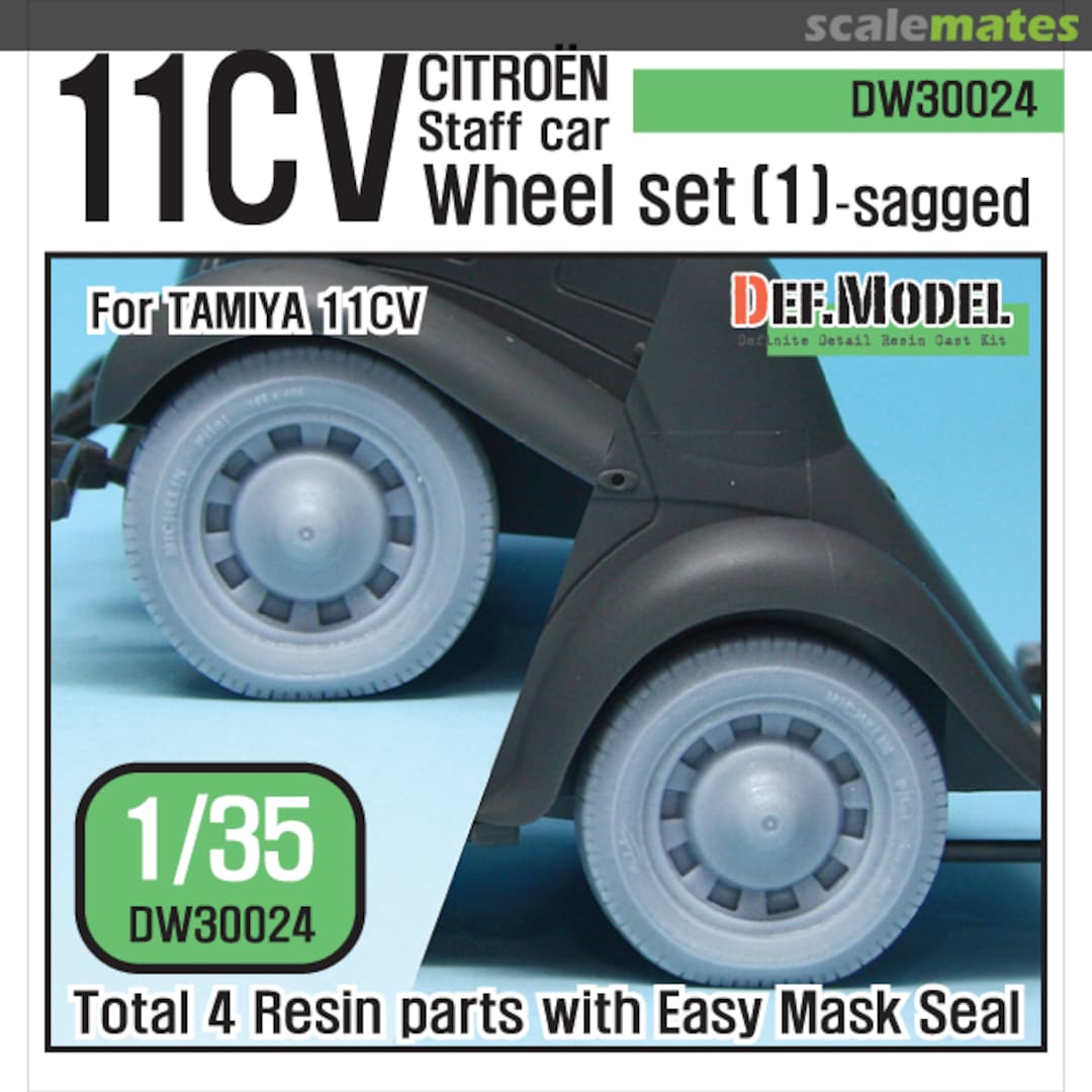 Boxart WW2 11CV Staff Car Sagged Wheel Set #1 (Tamiya) DW30024 Def.Model