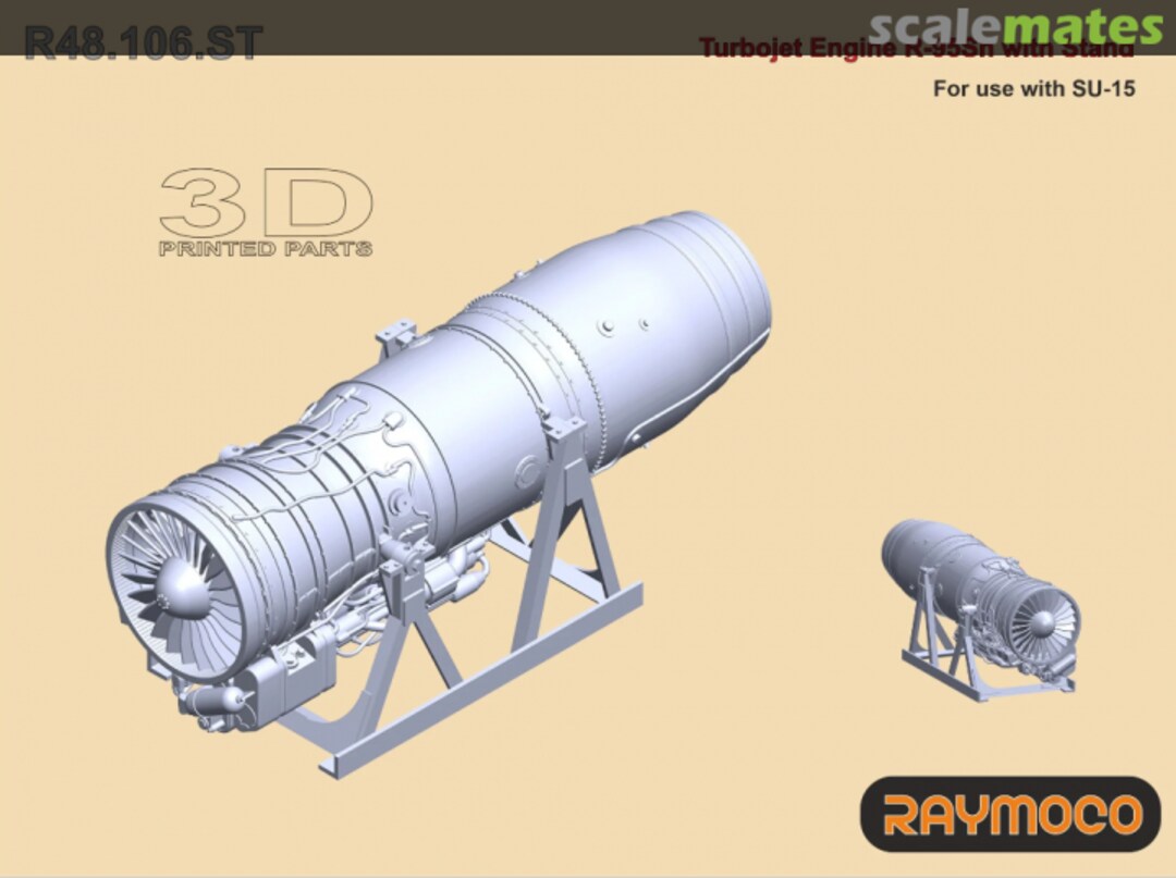 Boxart Turbo jet engine R-95Sh with stand for use with Su-25 R48.106.ST Raymoco