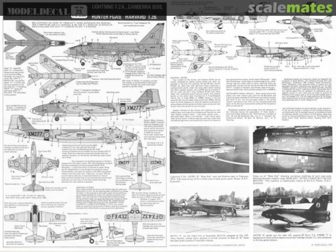 Contents Lightning F.2A., Canberra B(I)8, Hunter FGA9, Harvard T.2B. 25 Modeldecal