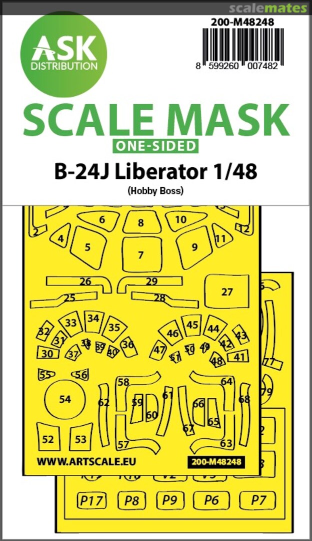 Boxart B-24J Liberator one-sided express fit mask for Hobby Boss 200-M48248 ASK