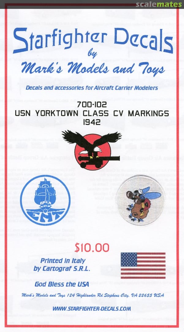 Boxart USN Yorktown Class CV Markings 1942 700-102 Starfighter Decals