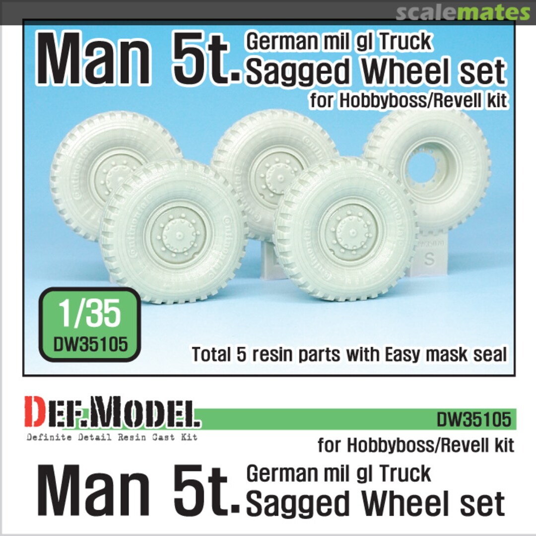 Boxart German Man 5t. Mil gl Truck Sagged Wheel set Continental tires (Hobbyboss : Revell) DW35105 Def.Model