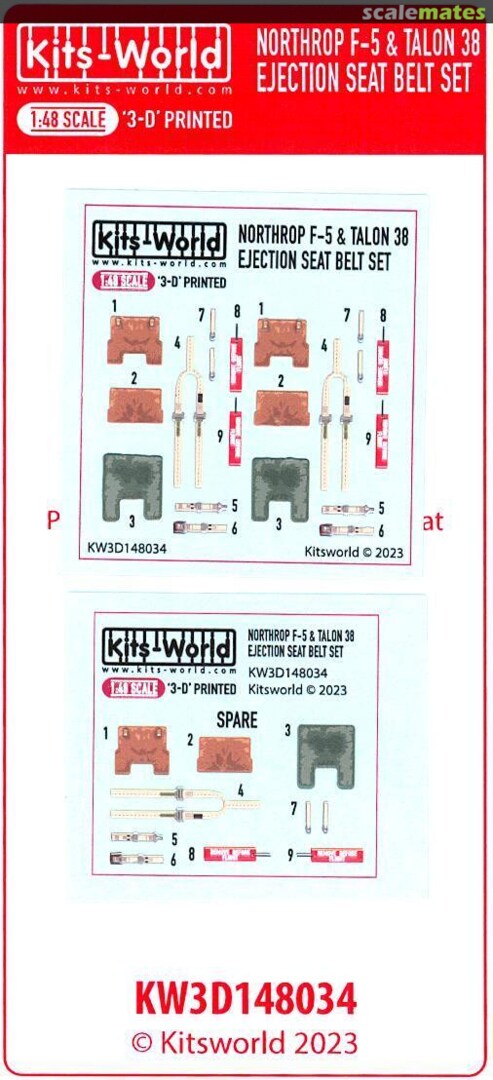 Boxart Northrop F-5E & T-38 Talon - Ejection Seat Belt Set KW3D1481034 Kits-World