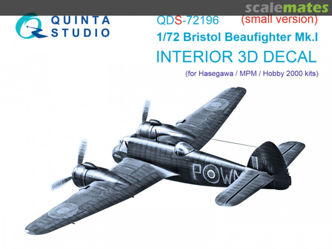 Boxart Bristol Beaufighter Mk.I interior 3D decals QDS-72196 Quinta Studio