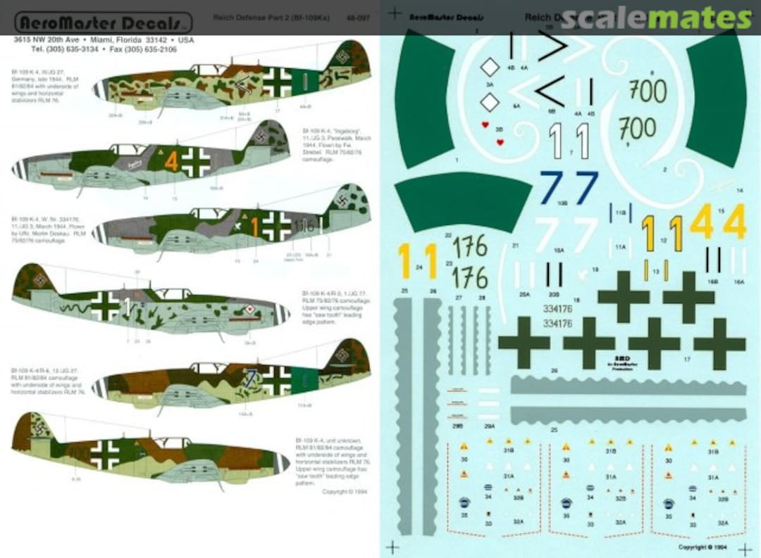 Boxart Reich Defence Part 2 (Bf-109Ks) 48-097 AeroMaster