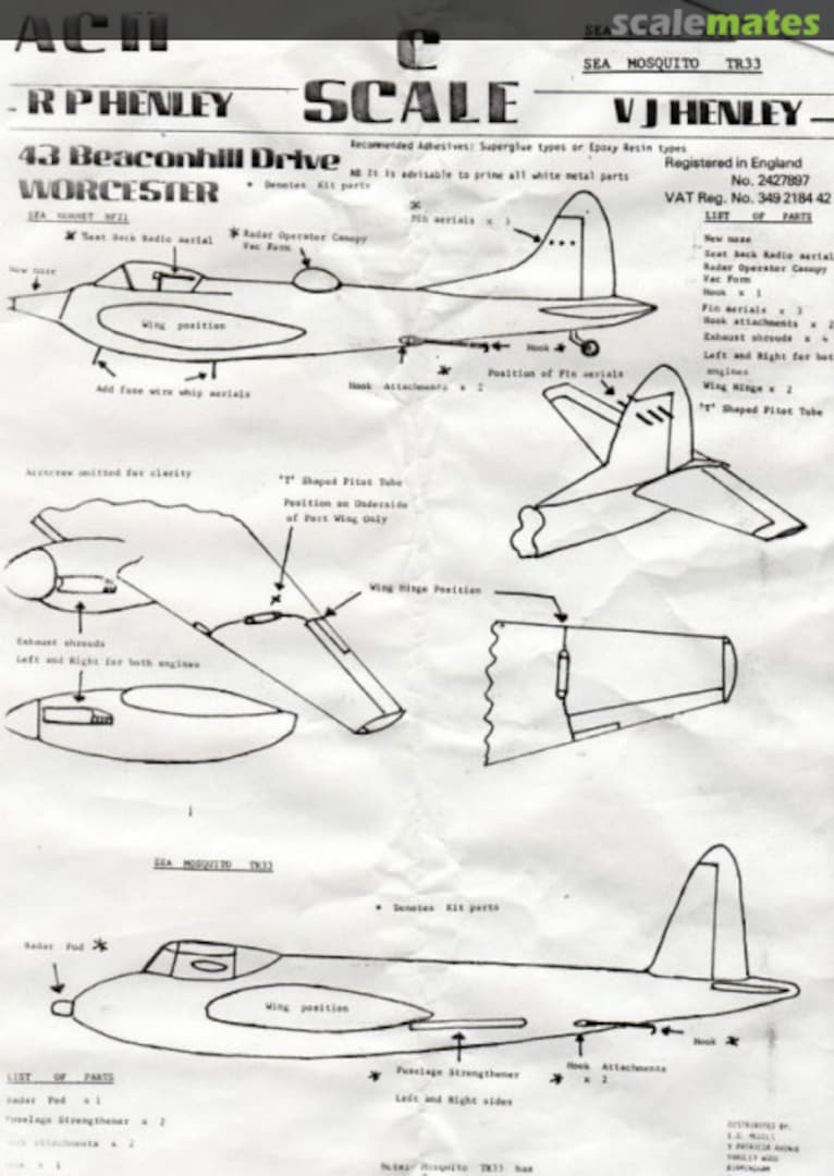 Boxart DH SEA Hornet NF.11 & DH SEA Mosquito TF.33 AC11 C Scale