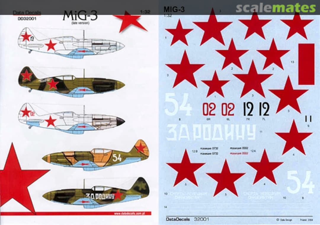 Boxart MiG-3 DD32001 Data Decals