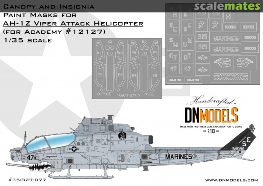 Boxart AH-1Z Viper Attack Helicopter Canopy & Insignia Paint Mask Set 35/827-077 DN Models