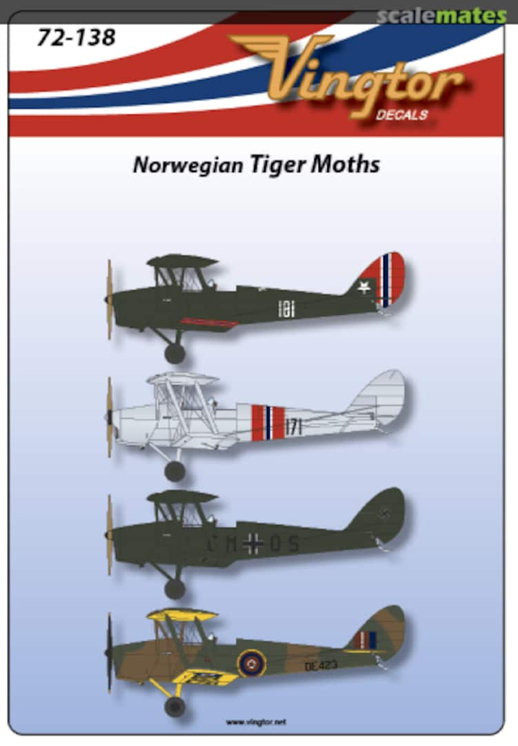 Boxart Norwegian Tiger Moths 72-138 Vingtor Decals