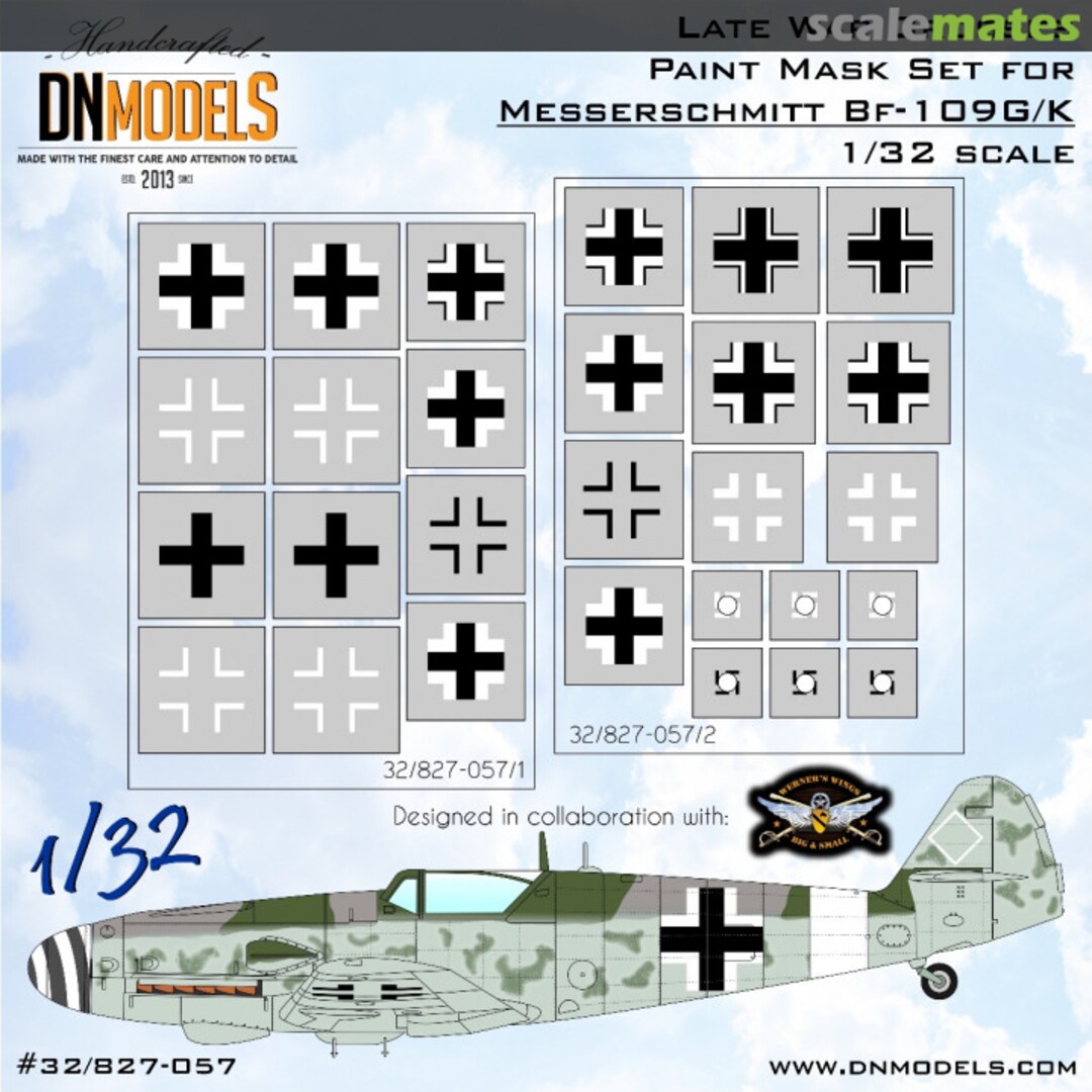 Boxart Late War Crosses Paint Mask Set for Messerschmitt Bf-109G/K 32/827-057 DN Models