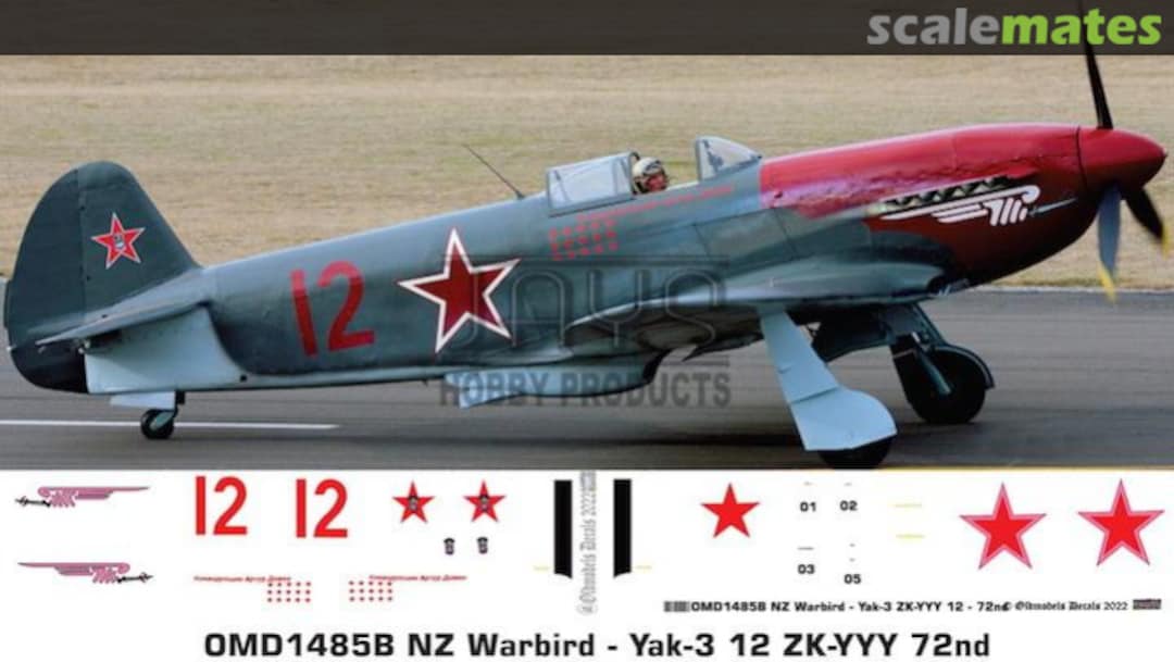 Boxart Warbird - Yak-3 ZK-YYY 12 OMD1485B Oldmodels Decals