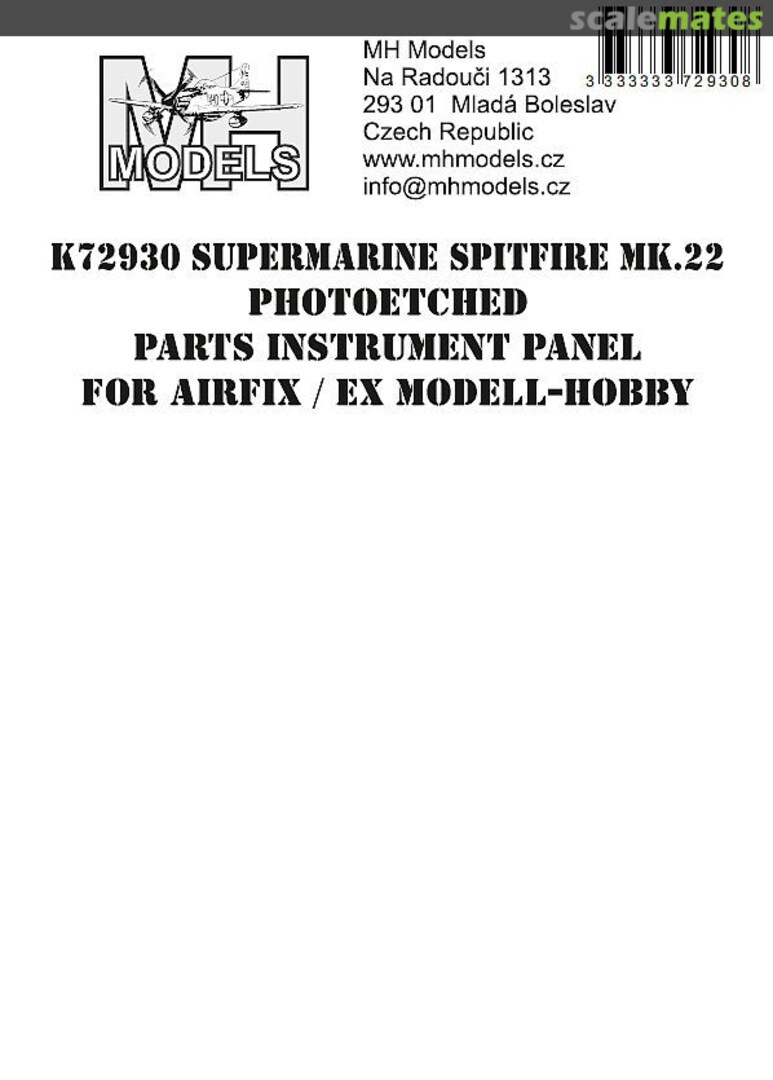 Boxart Supermarine Spitfire Mk.22 - instrument panel K72930 MH Models