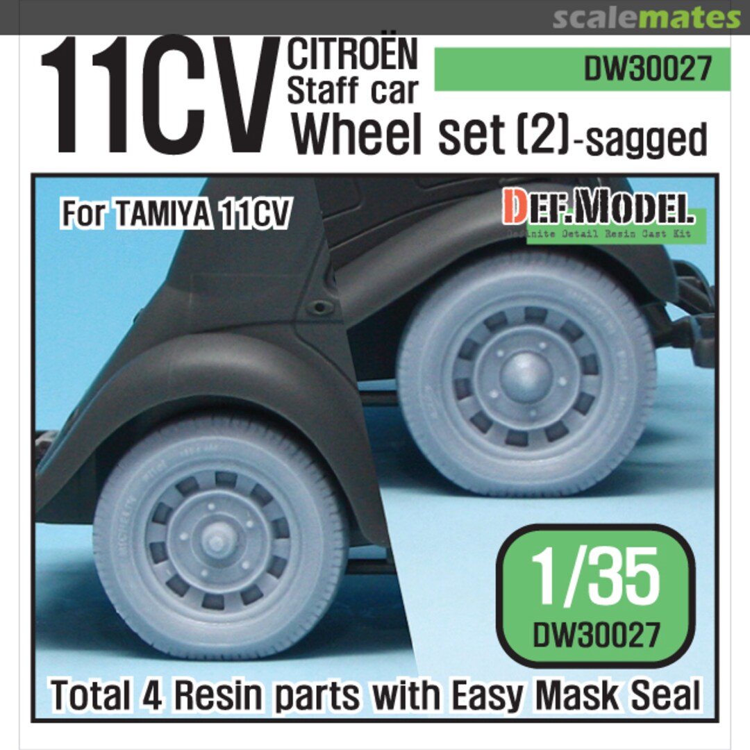 Boxart WW2 11CV Staff car Sagged Wheel Set #2 (Tamiya) DW30027 Def.Model