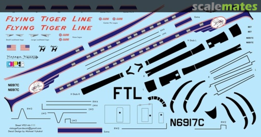 Boxart L-1049H Flying Tiger Line VFD144-111 Vintage Flyer Decals