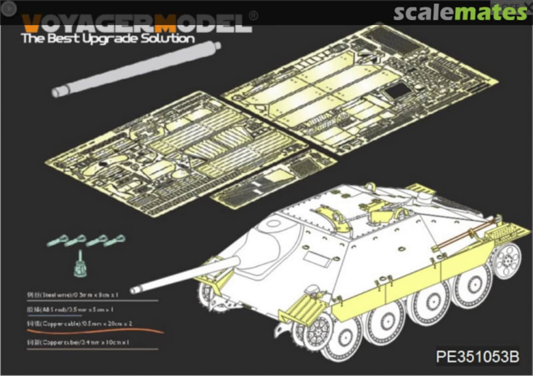 Boxart WWII German Sd.Kfz.138/2 Hetzer Tank Destroyer Late Version (Gun Barrel included) PE351053B Voyager Model