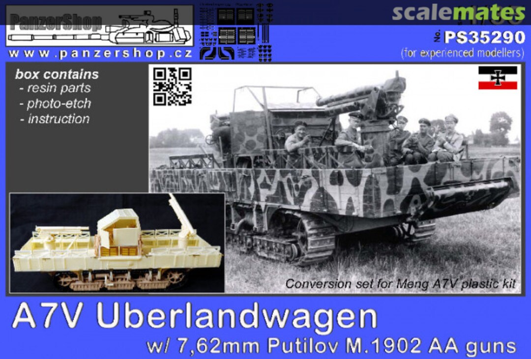 Boxart Uberlandwagen A7V w/ 76,2mm Putilov AA guns PS35290 PanzerShop