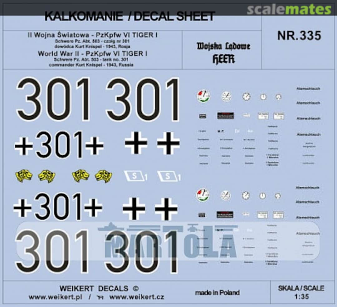 Boxart Pz. Abt. 503 - Kurt Knispel - 1943, Russia Nr.335 Weikert Decals