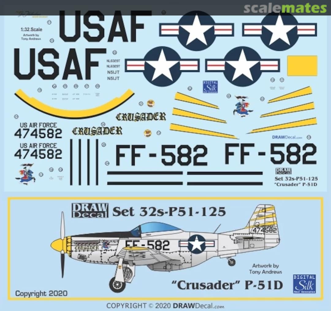 Boxart “Crusader” P-51D 32-P51-125 Draw Decal