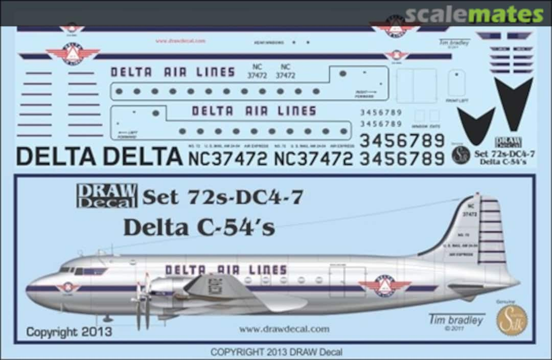 Boxart Delta C-54's 72-DC4-7 Draw Decal