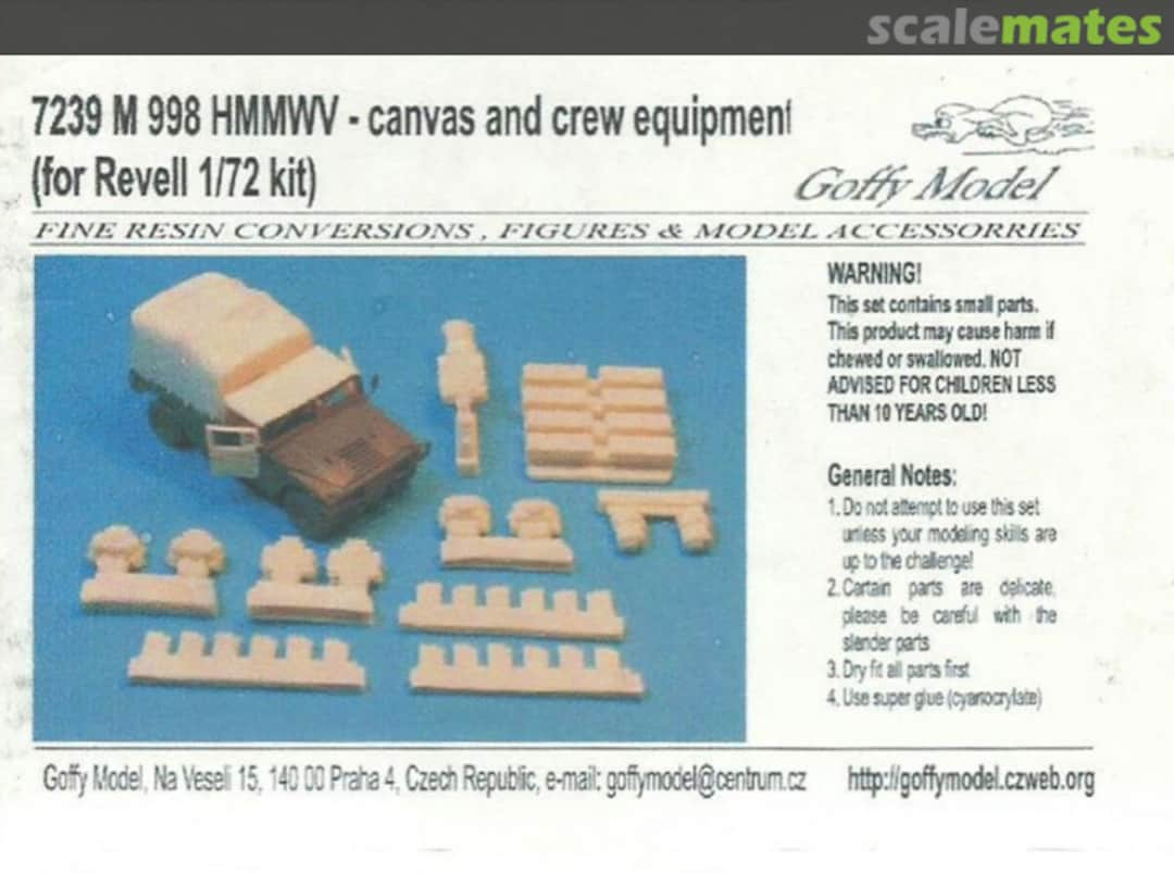 Boxart M998 HMMWV Canvas and Crew Equipment 7293 Goffy Model