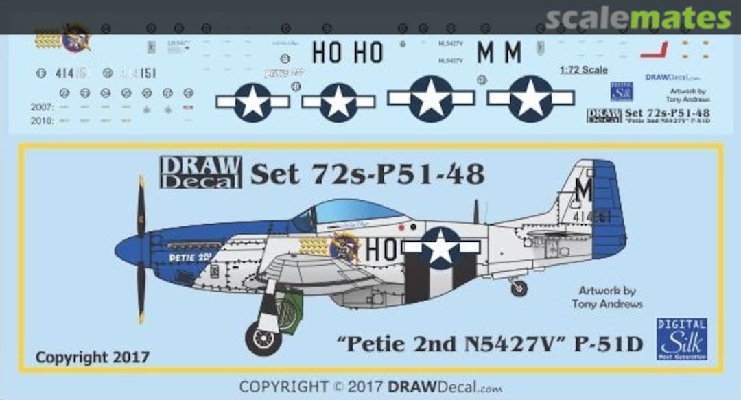 Boxart P-51D “Petie 2nd” N5427V 72-P51-48 Draw Decal