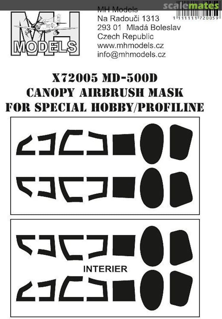 Boxart MD-500D Canopy Airbrush Mask X72005 MH Models