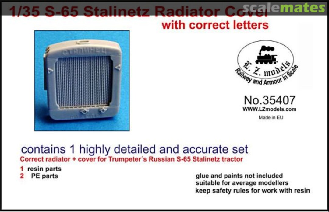 Boxart S-65 Stalinetz radiator cover with correct letters 35407 L.Z. Models