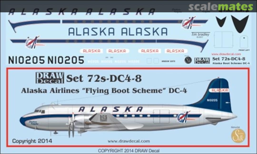 Boxart Alaska Airlines "Flying Boot Scheme" DC-4 72-DC4-8 Draw Decal