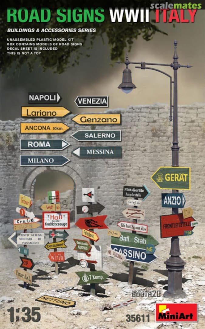 Boxart Road Signs WWII Italy 35611 MiniArt