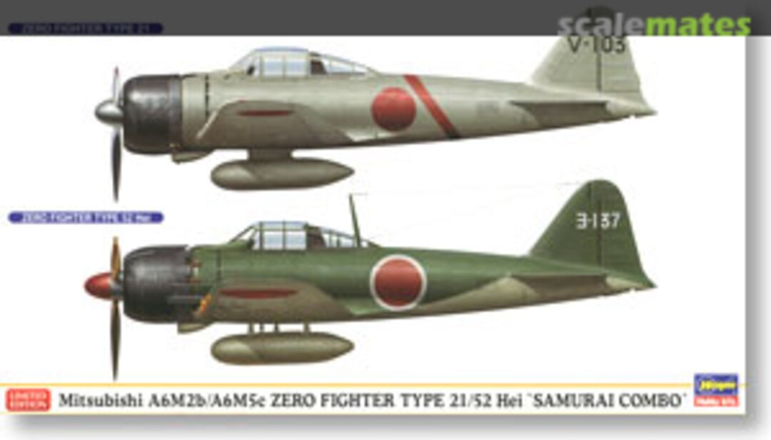 Boxart Mitsubishi A6M2b/A6M5c Zero Fighter Type 21/52 Hei 'Samurai Combo' 01973 Hasegawa