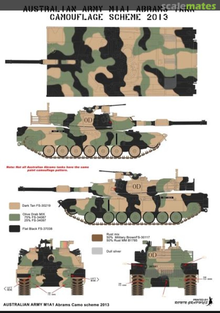 Boxart Australian Army M1A1 Abrams Camo Scheme 2013 DDS-035 Ronin Decals